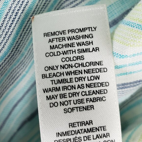 CHICO'S 100% Linen Shirt Tunic Blouse Striped Bias Cut size XL/18 Boho Resort - Picture 10 of 12